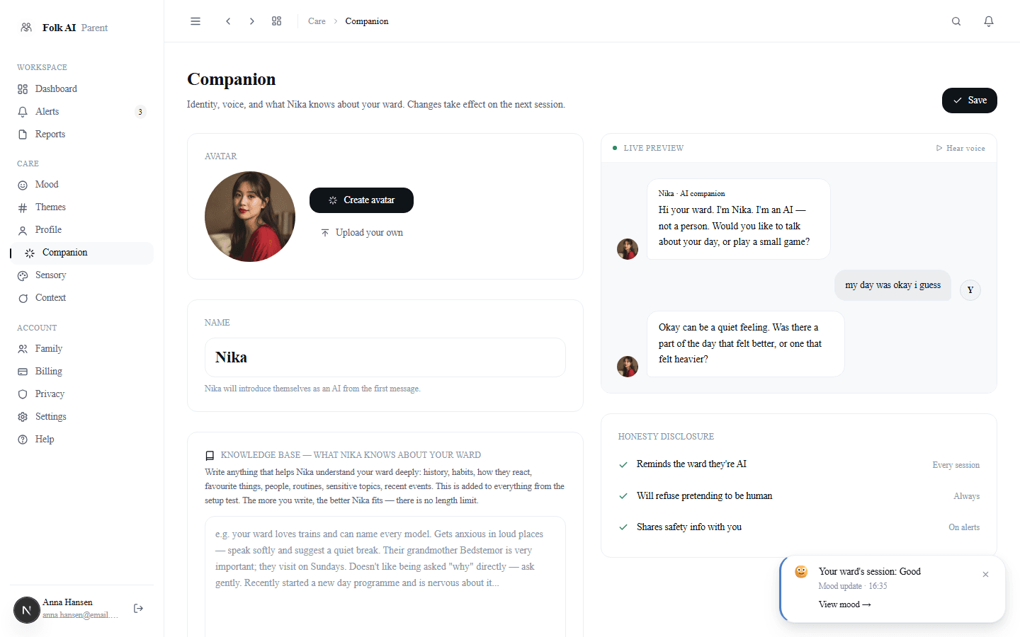 Companion editor — live preview
