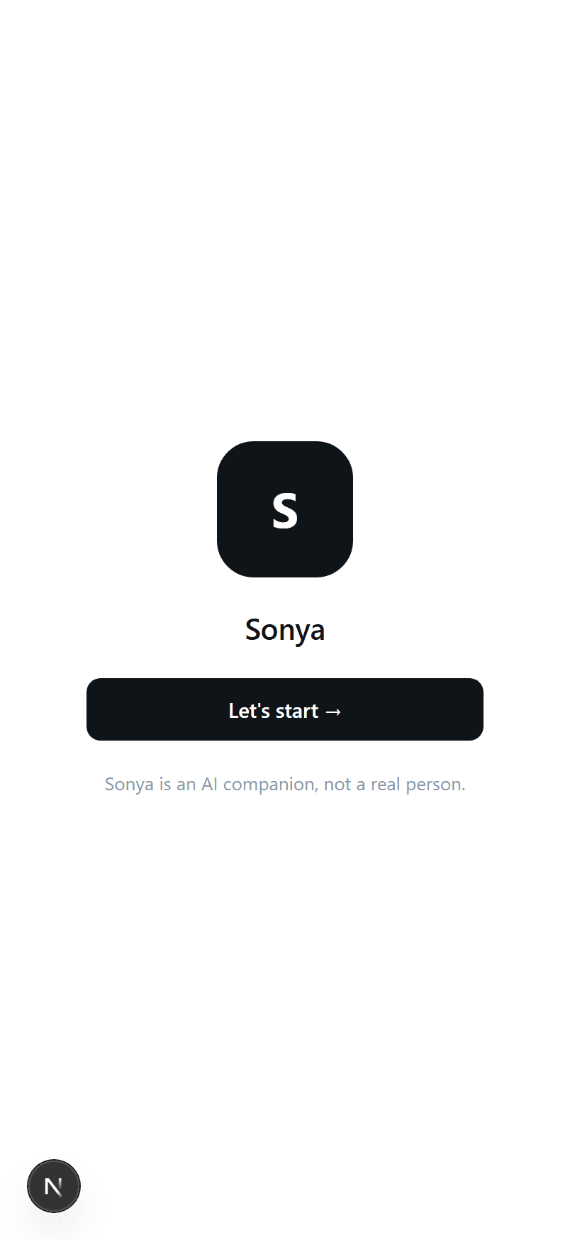 Welcome screen — honest AI disclosure