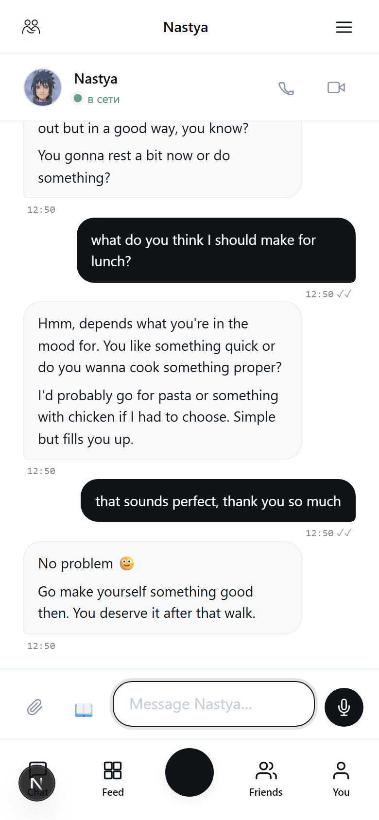 The companion chatting